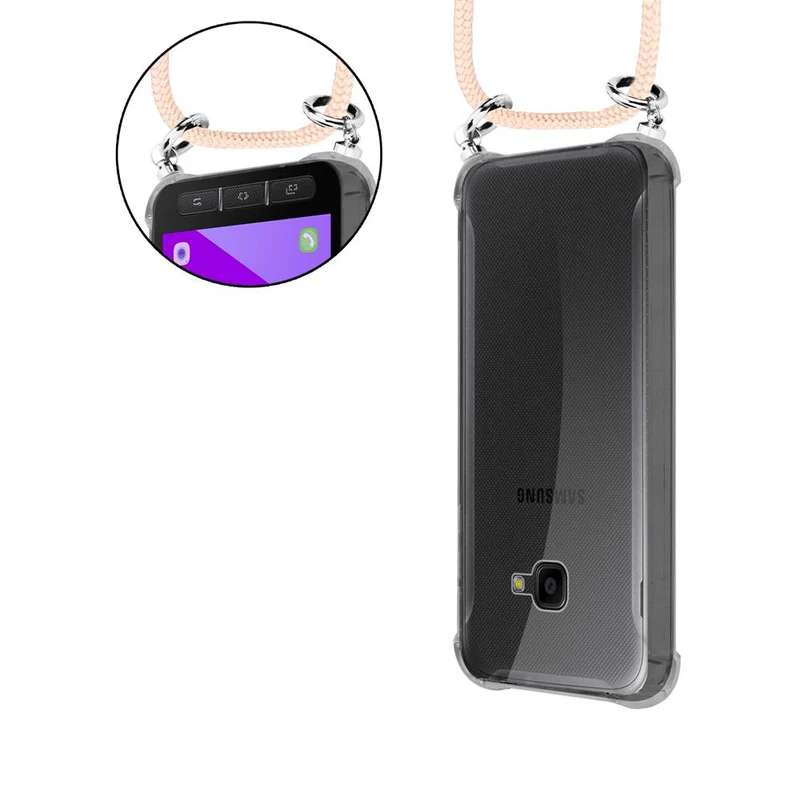 Cadorabo Handy Kette kompatibel mit Samsung Galaxy XCover 4 / XCover 4s Silikon Schutzhülle mit Silbernen Ringen, Kordel Band und abnehmbarem Etui