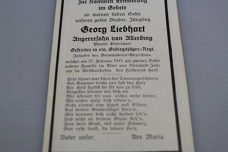 Sterbebilder Gebirgsjäger 27 Kaukasus