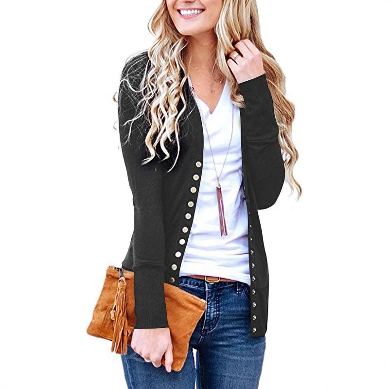 Damen nan Feinstrick-Cardigan mit dekorativen Metallknöpfen und schmaler Silhouette Drune