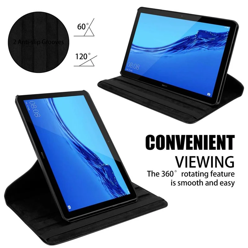 Cadorabo Tablet Hülle kompatibel mit Huawei MediaPad T5 10 (10.1 Zoll) Schutzhülle OHNE Auto Wake Up, mit Standfunktion und Gummiband Verschluss
