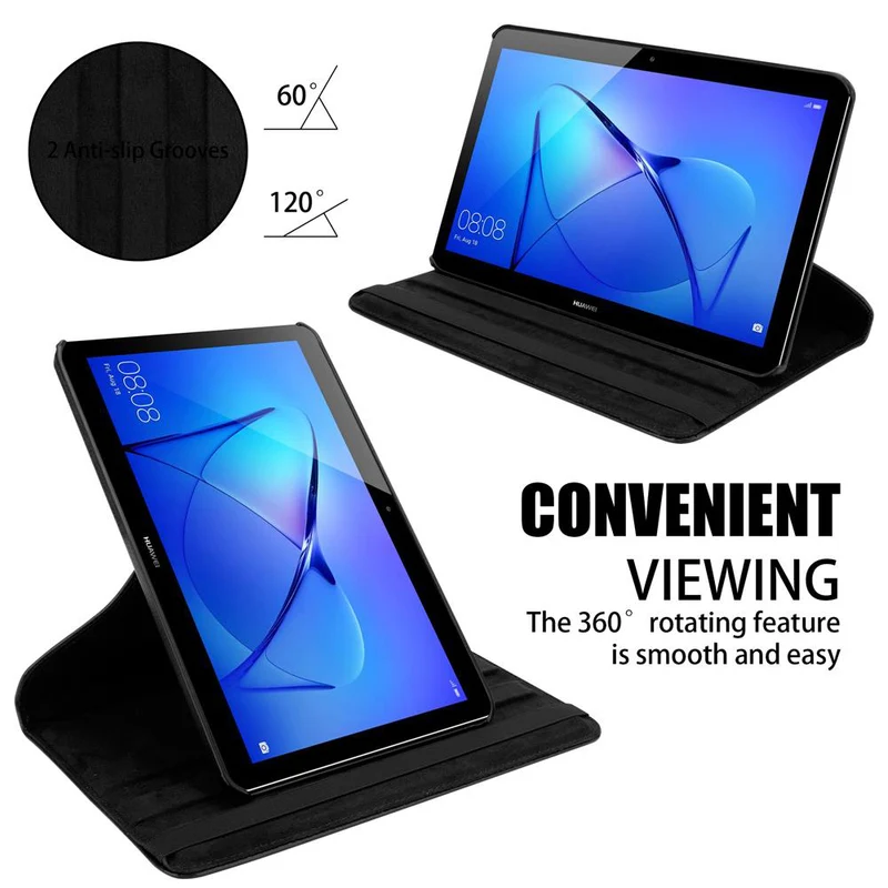 Cadorabo Tablet Hülle kompatibel mit Huawei MediaPad T3 10 (9.6 Zoll) Schutzhülle OHNE Auto Wake Up, mit Standfunktion und Gummiband Verschluss