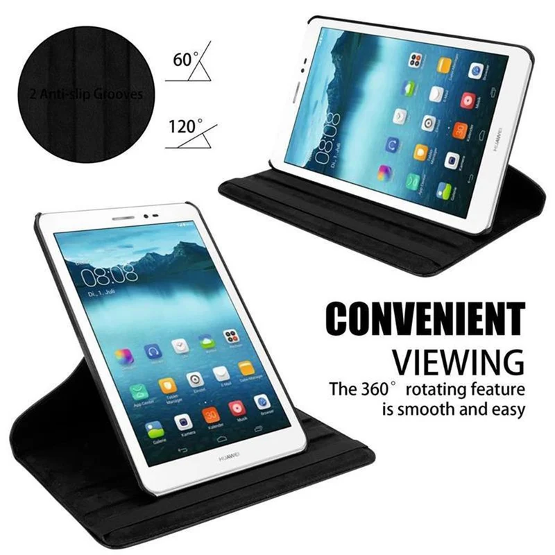 Cadorabo Tablet Hülle kompatibel mit Huawei MediaPad T1 8 (8.0 Zoll) Schutzhülle OHNE Auto Wake Up, mit Standfunktion und Gummiband Verschluss