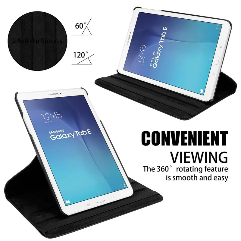 Cadorabo Tablet Hülle kompatibel mit Samsung Galaxy Tab E (9.6 Zoll) Schutzhülle OHNE Auto Wake Up, mit Standfunktion und Gummiband Verschluss