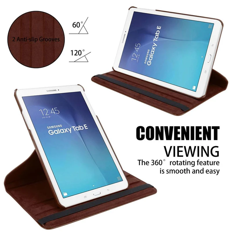 Cadorabo Tablet Hülle kompatibel mit Samsung Galaxy Tab E (9.6 Zoll) Schutzhülle OHNE Auto Wake Up, mit Standfunktion und Gummiband Verschluss