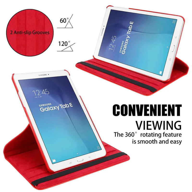 Cadorabo Tablet Hülle kompatibel mit Samsung Galaxy Tab E (9.6 Zoll) Schutzhülle OHNE Auto Wake Up, mit Standfunktion und Gummiband Verschluss