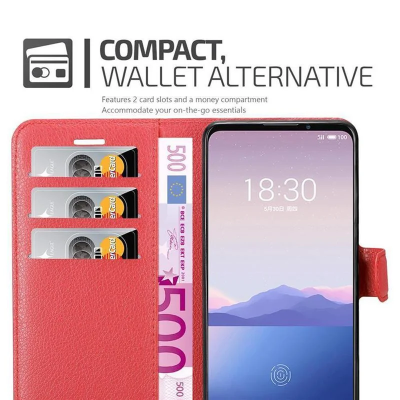Cadorabo Hülle kompatibel mit MEIZU 16Xs Schutzhülle mit Magnetverschluss, Standfunktion und Kartenfach