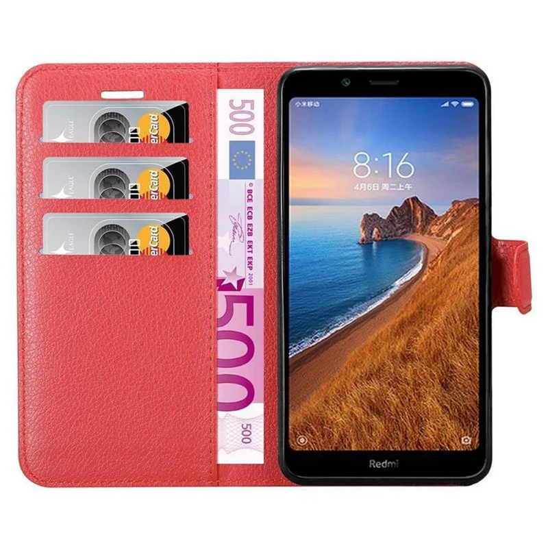 Cadorabo Hülle kompatibel mit Xiaomi RedMi 7A Schutzhülle mit Magnetverschluss, Standfunktion und Kartenfach