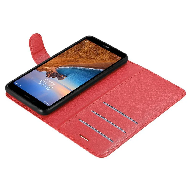 Cadorabo Hülle kompatibel mit Xiaomi RedMi 7A Schutzhülle mit Magnetverschluss, Standfunktion und Kartenfach