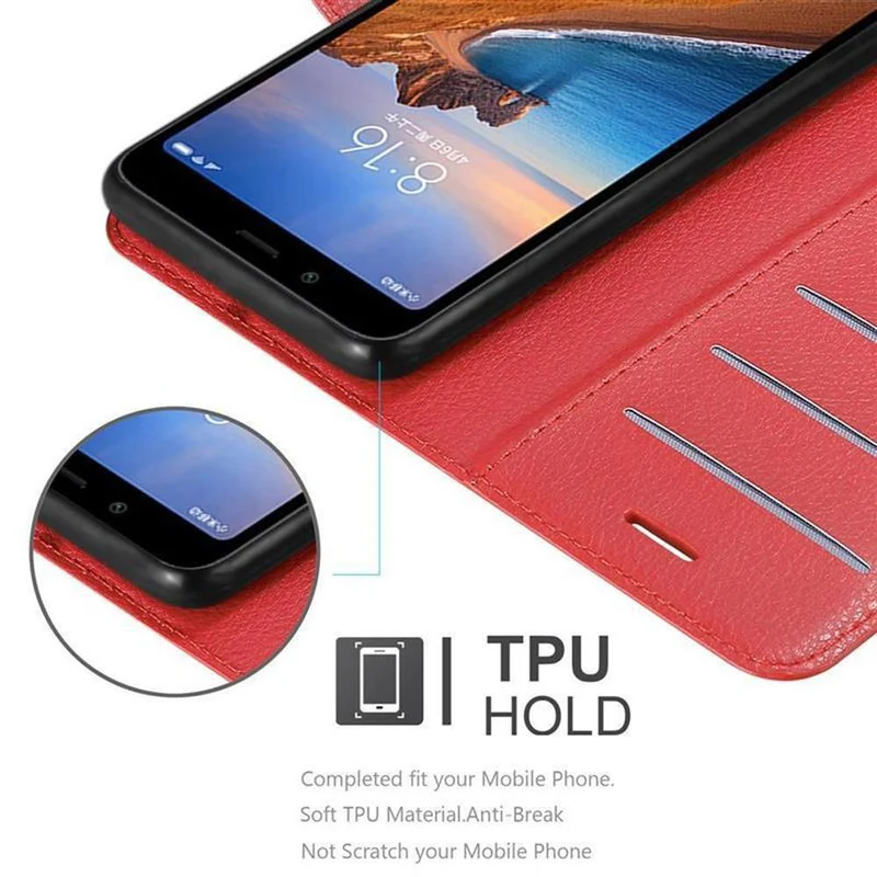 Cadorabo Hülle kompatibel mit Xiaomi RedMi 7A Schutzhülle mit Magnetverschluss, Standfunktion und Kartenfach