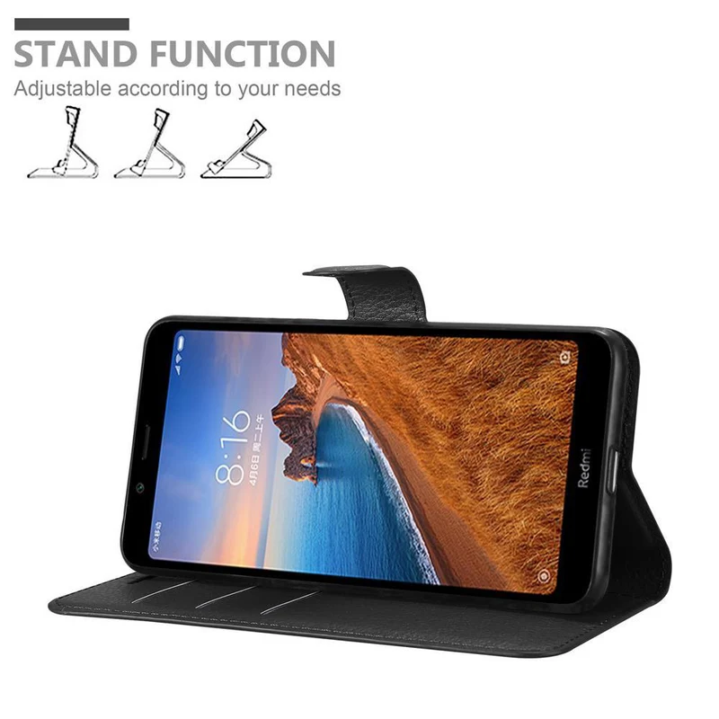 Cadorabo Hülle kompatibel mit Xiaomi RedMi 7A Schutzhülle mit Magnetverschluss, Standfunktion und Kartenfach