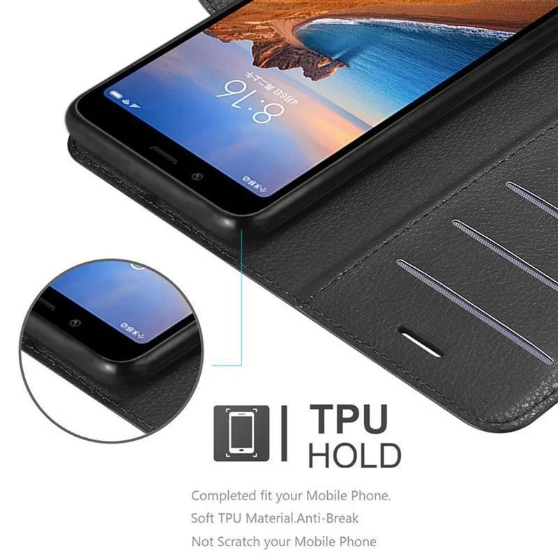 Cadorabo Hülle kompatibel mit Xiaomi RedMi 7A Schutzhülle mit Magnetverschluss, Standfunktion und Kartenfach