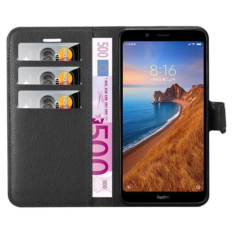 Cadorabo Hülle kompatibel mit Xiaomi RedMi 7A Schutzhülle mit Magnetverschluss, Standfunktion und Kartenfach
