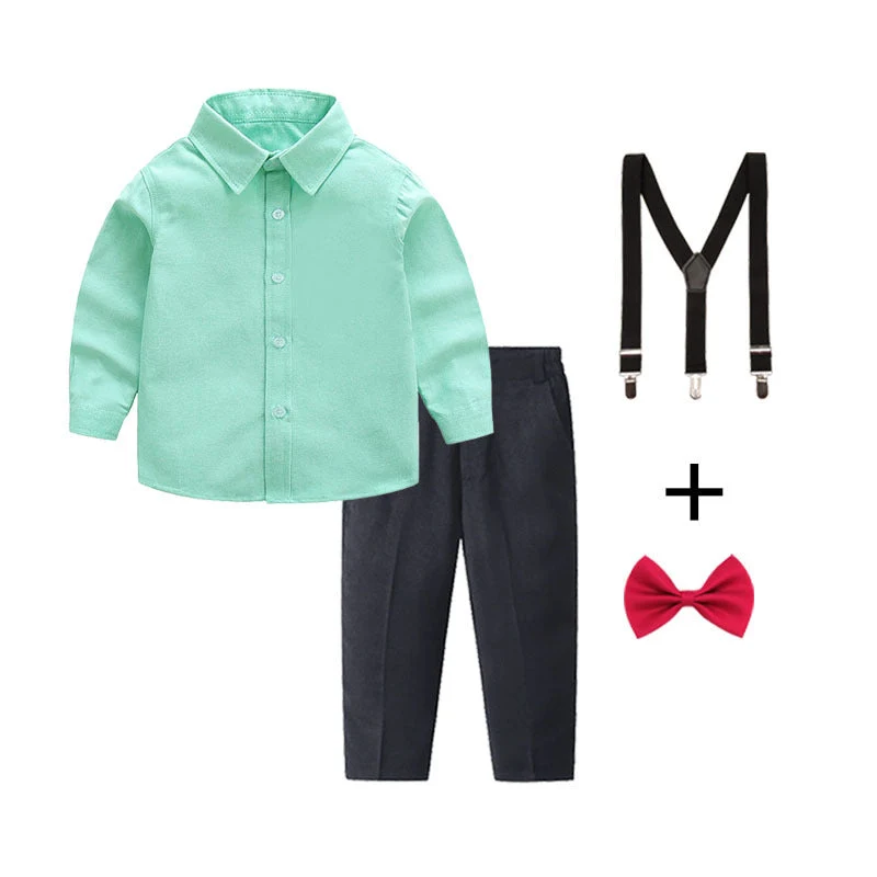 Damen elegantes Outfitset mit Hemd, Hose, Hosenträgern und Krawatte Drune