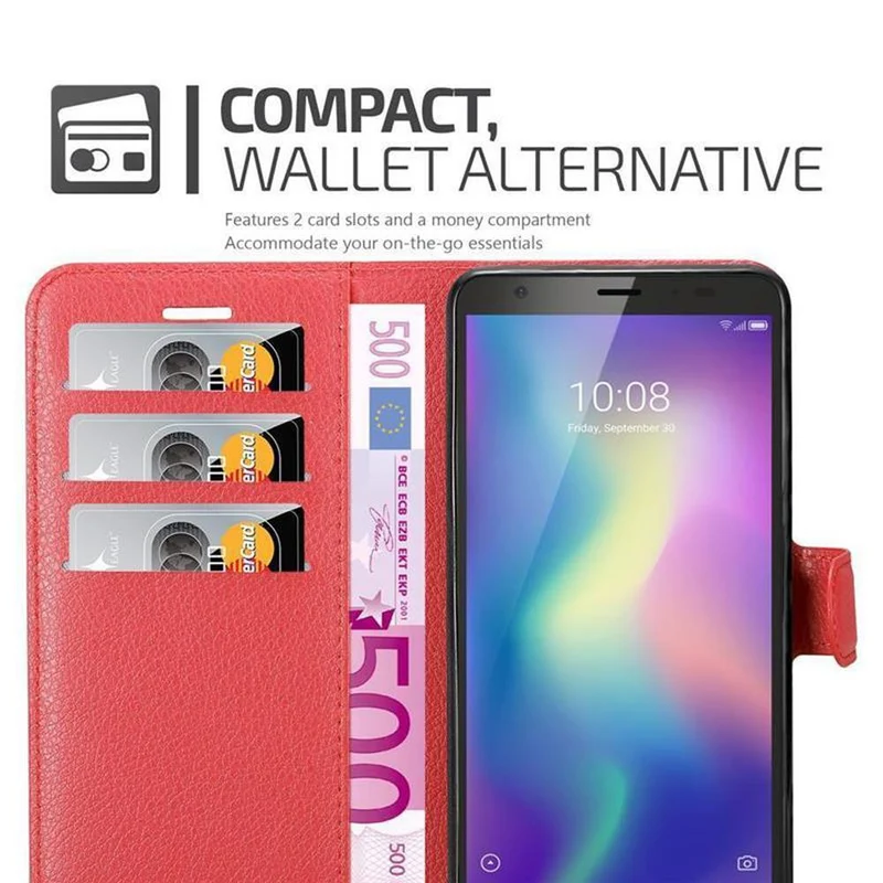 Cadorabo Hülle kompatibel mit ZTE Blade A5 2019 Schutzhülle mit Magnetverschluss, Standfunktion und Kartenfach