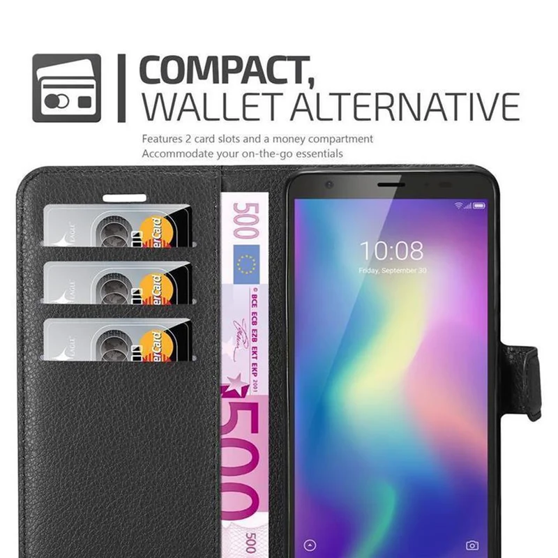 Cadorabo Hülle kompatibel mit ZTE Blade A5 2019 Schutzhülle mit Magnetverschluss, Standfunktion und Kartenfach