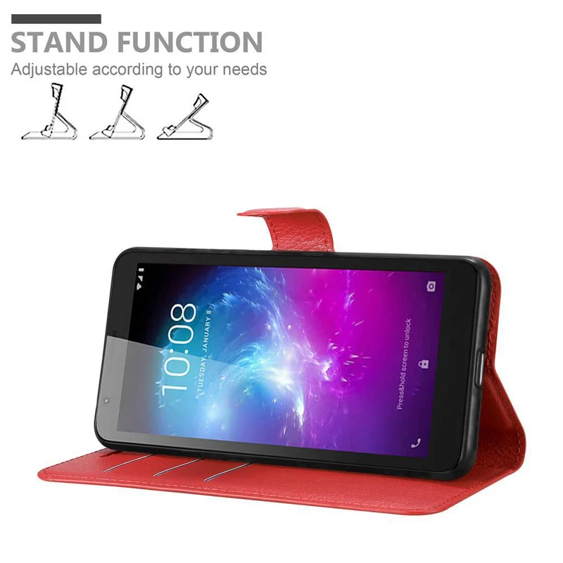 Cadorabo Hülle kompatibel mit ZTE Blade A3 2019 Schutzhülle mit Magnetverschluss, Standfunktion und Kartenfach