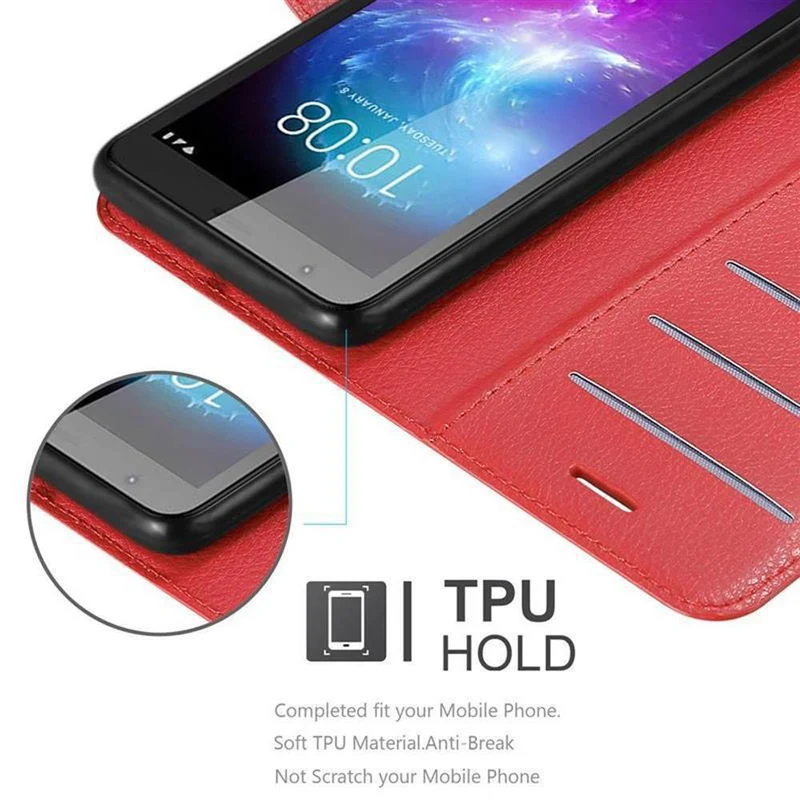 Cadorabo Hülle kompatibel mit ZTE Blade A3 2019 Schutzhülle mit Magnetverschluss, Standfunktion und Kartenfach
