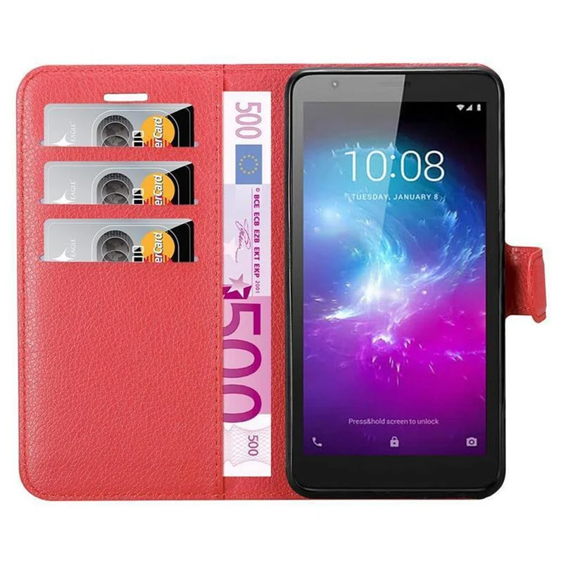 Cadorabo Hülle kompatibel mit ZTE Blade A3 2019 Schutzhülle mit Magnetverschluss, Standfunktion und Kartenfach