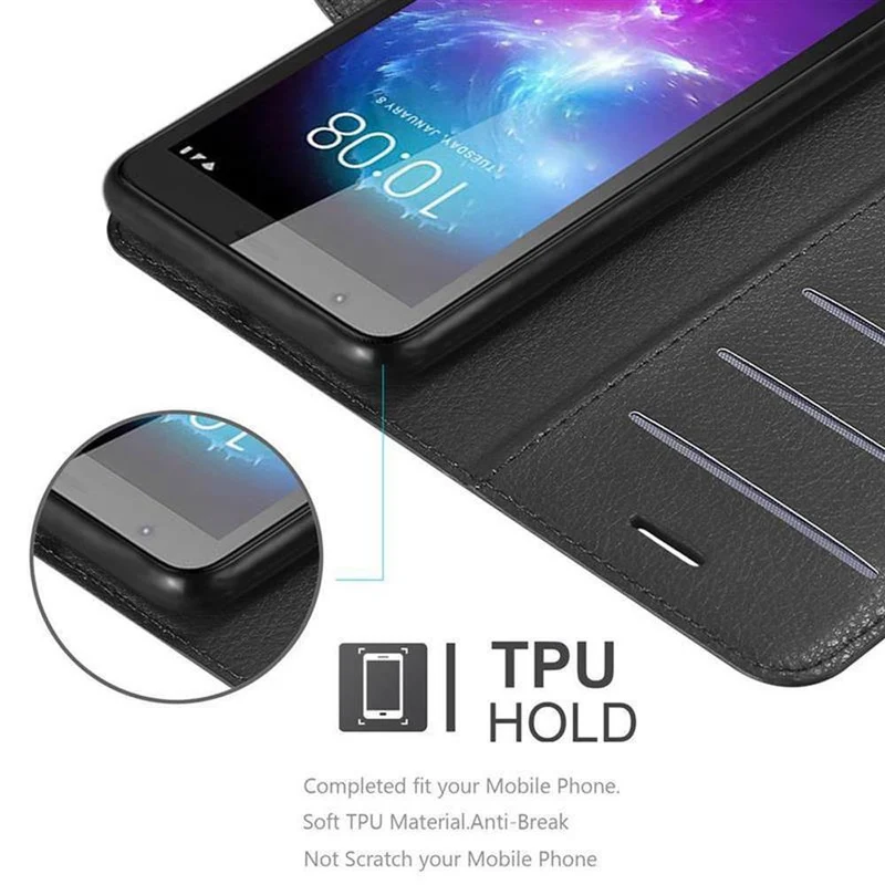 Cadorabo Hülle kompatibel mit ZTE Blade A3 2019 Schutzhülle mit Magnetverschluss, Standfunktion und Kartenfach