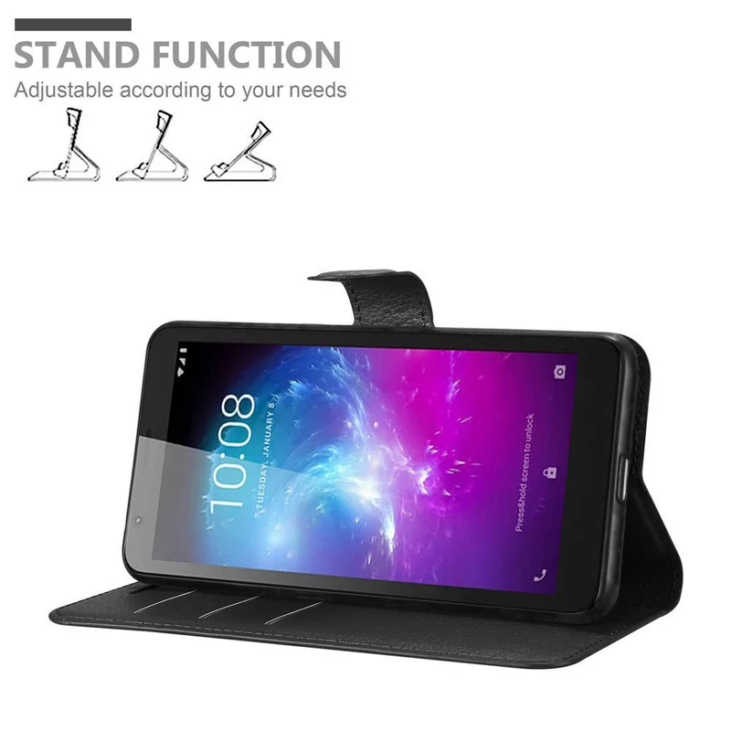 Cadorabo Hülle kompatibel mit ZTE Blade A3 2019 Schutzhülle mit Magnetverschluss, Standfunktion und Kartenfach