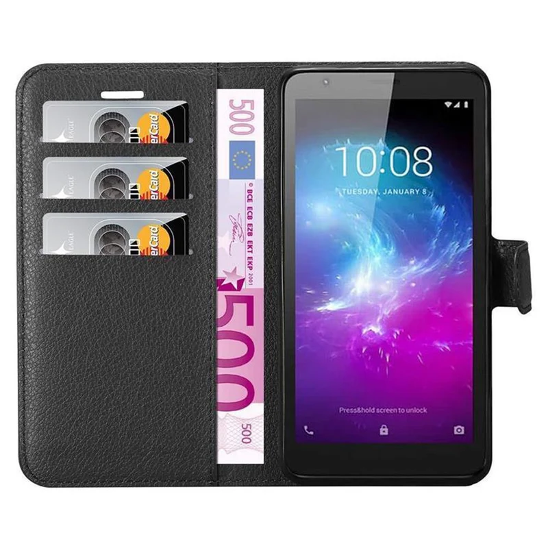 Cadorabo Hülle kompatibel mit ZTE Blade A3 2019 Schutzhülle mit Magnetverschluss, Standfunktion und Kartenfach