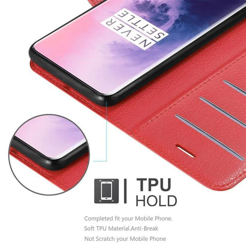 Cadorabo Hülle kompatibel mit OnePlus 7 PRO Schutzhülle mit Magnetverschluss, Standfunktion und Kartenfach