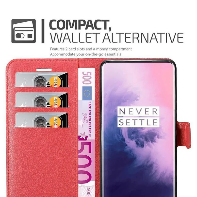 Cadorabo Hülle kompatibel mit OnePlus 7 PRO Schutzhülle mit Magnetverschluss, Standfunktion und Kartenfach