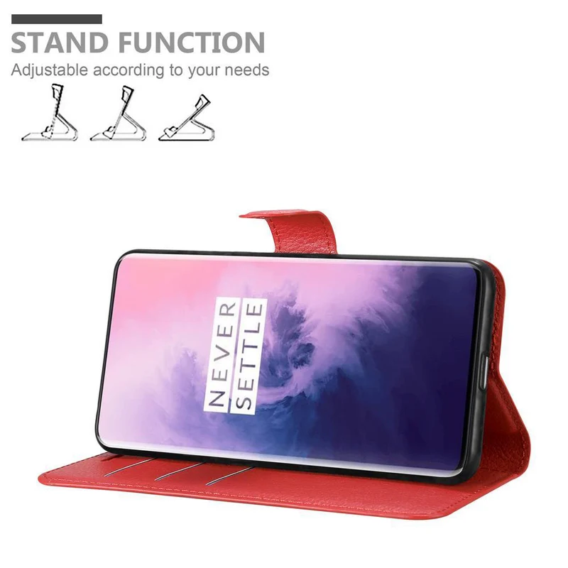 Cadorabo Hülle kompatibel mit OnePlus 7 PRO Schutzhülle mit Magnetverschluss, Standfunktion und Kartenfach