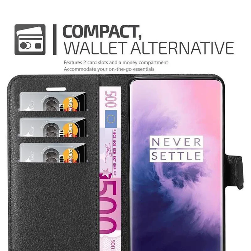 Cadorabo Hülle kompatibel mit OnePlus 7 PRO Schutzhülle mit Magnetverschluss, Standfunktion und Kartenfach