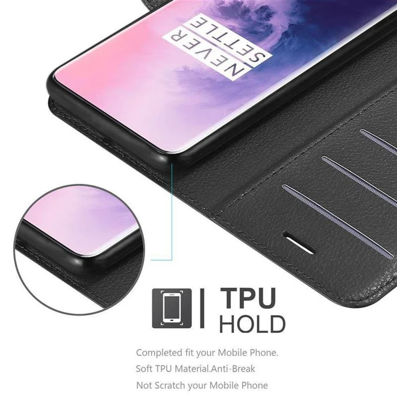 Cadorabo Hülle kompatibel mit OnePlus 7 PRO Schutzhülle mit Magnetverschluss, Standfunktion und Kartenfach
