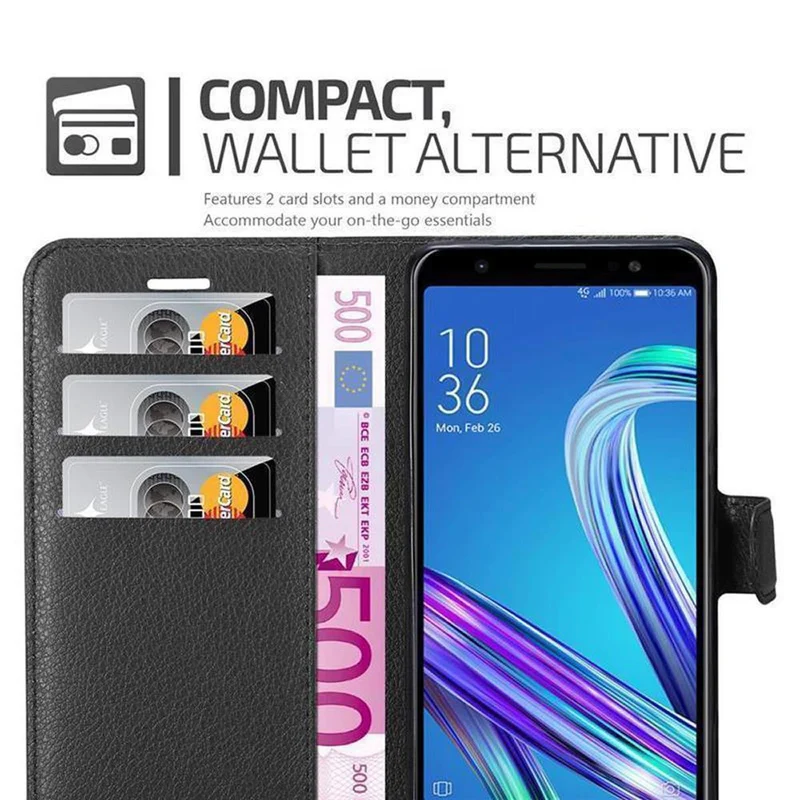 Cadorabo Hülle kompatibel mit Asus ZenFone MAX PRO M1 (6 Zoll) Schutzhülle mit Magnetverschluss, Standfunktion und Kartenfach