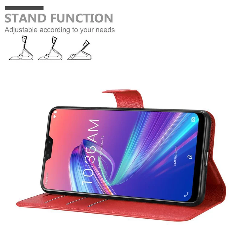 Cadorabo Hülle kompatibel mit Asus ZenFone MAX PRO M2 (6.3 Zoll) Schutzhülle mit Magnetverschluss, Standfunktion und Kartenfach