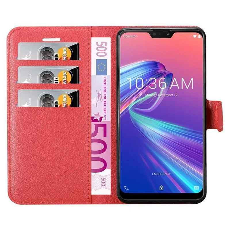 Cadorabo Hülle kompatibel mit Asus ZenFone MAX PRO M2 (6.3 Zoll) Schutzhülle mit Magnetverschluss, Standfunktion und Kartenfach