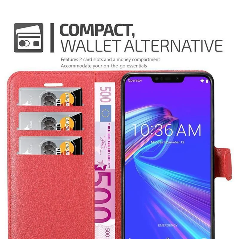 Cadorabo Hülle kompatibel mit Asus ZenFone MAX M2 Schutzhülle mit Magnetverschluss, Standfunktion und Kartenfach