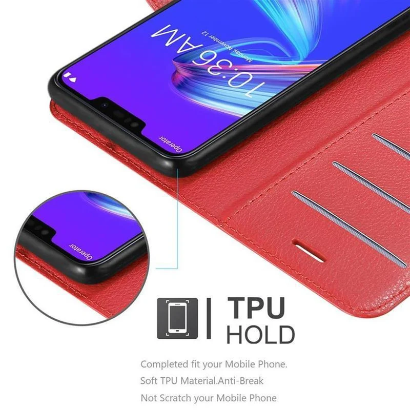 Cadorabo Hülle kompatibel mit Asus ZenFone MAX M2 Schutzhülle mit Magnetverschluss, Standfunktion und Kartenfach