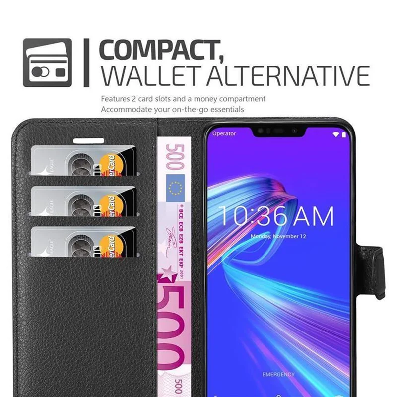 Cadorabo Hülle kompatibel mit Asus ZenFone MAX M2 Schutzhülle mit Magnetverschluss, Standfunktion und Kartenfach