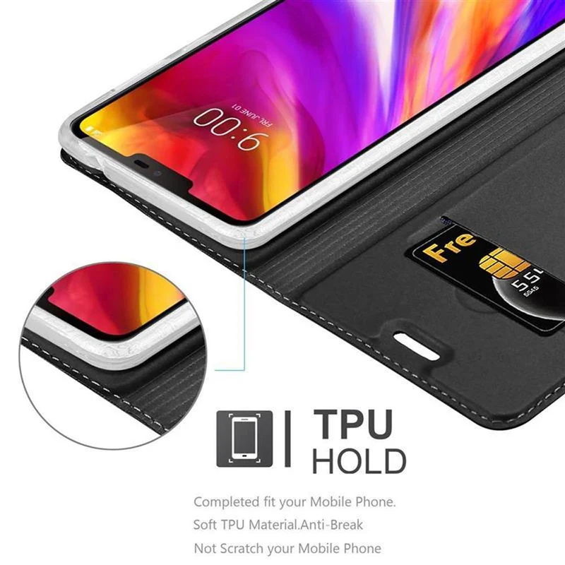 Cadorabo Hülle kompatibel mit LG G7 ThinQ / FIT / ONE Schutzhülle mit Magnetverschluss, Standfunktion und Kartenfach