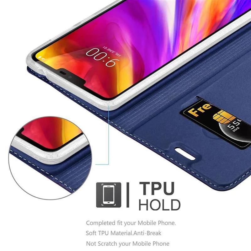 Cadorabo Hülle kompatibel mit LG G7 ThinQ / FIT / ONE Schutzhülle mit Magnetverschluss, Standfunktion und Kartenfach