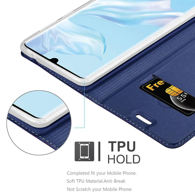 Cadorabo Hülle kompatibel mit Huawei P30 PRO Schutzhülle mit Magnetverschluss, Standfunktion und Kartenfach