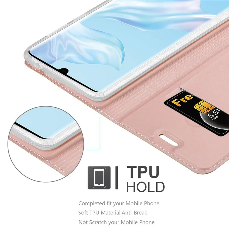 Cadorabo Hülle kompatibel mit Huawei P30 PRO Schutzhülle mit Magnetverschluss, Standfunktion und Kartenfach