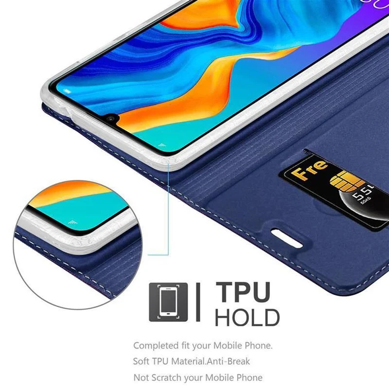 Cadorabo Hülle kompatibel mit Huawei P30 LITE Schutzhülle mit Magnetverschluss, Standfunktion und Kartenfach