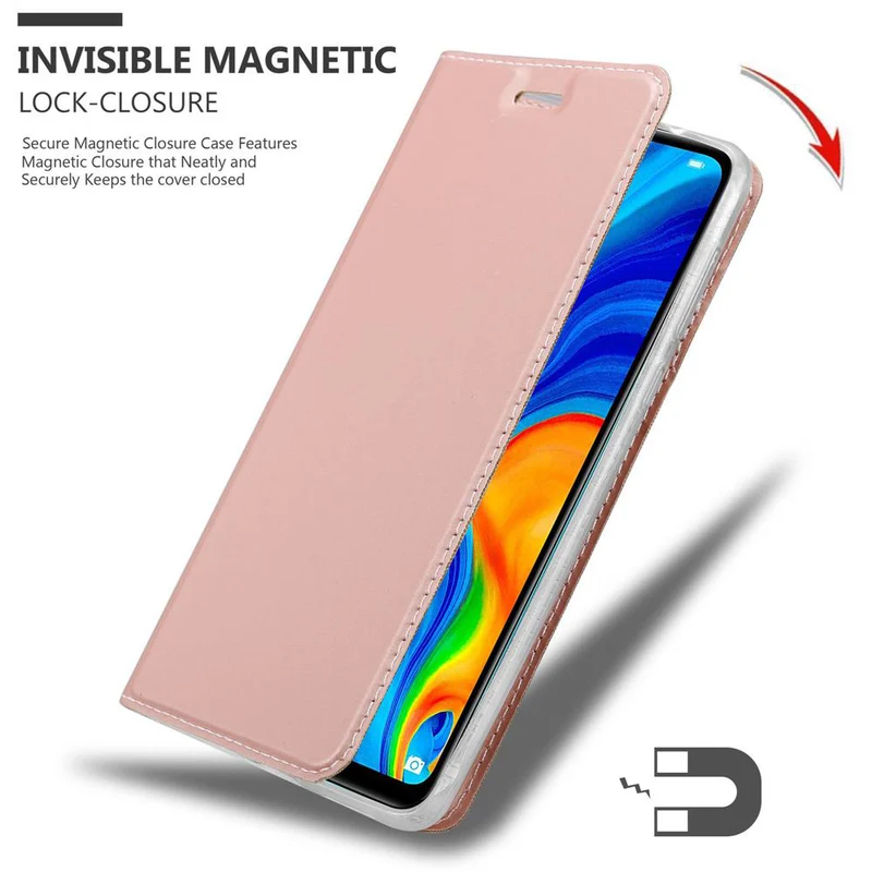 Cadorabo Hülle kompatibel mit Huawei P30 LITE Schutzhülle mit Magnetverschluss, Standfunktion und Kartenfach