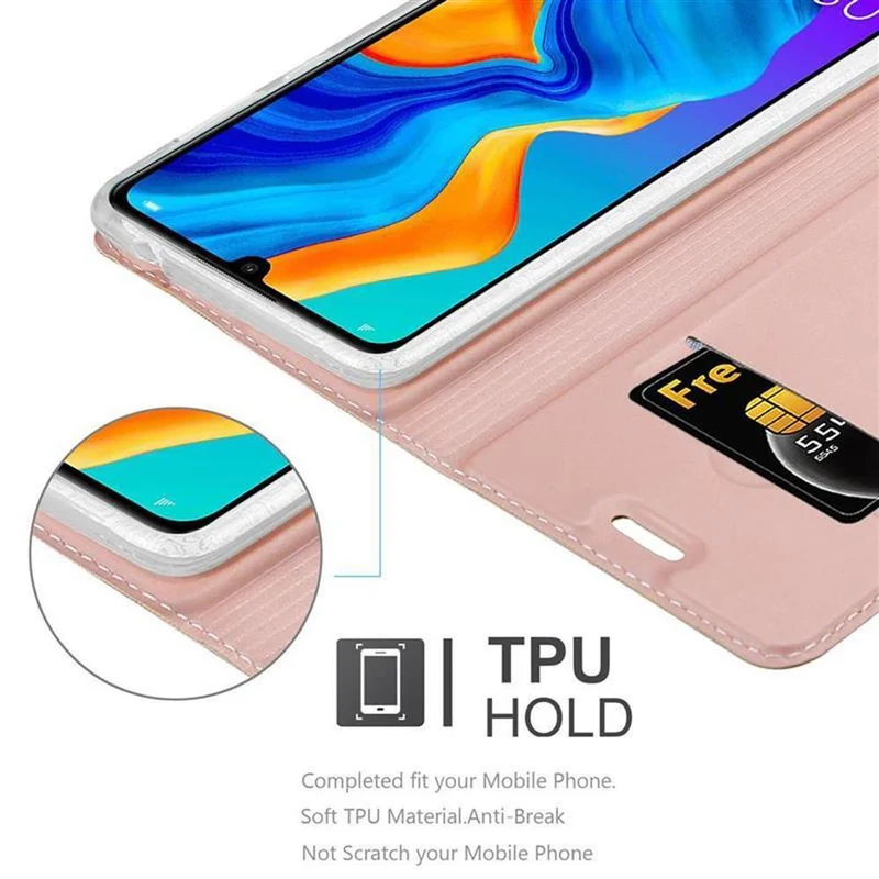Cadorabo Hülle kompatibel mit Huawei P30 LITE Schutzhülle mit Magnetverschluss, Standfunktion und Kartenfach