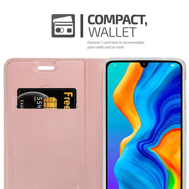 Cadorabo Hülle kompatibel mit Huawei P30 LITE Schutzhülle mit Magnetverschluss, Standfunktion und Kartenfach