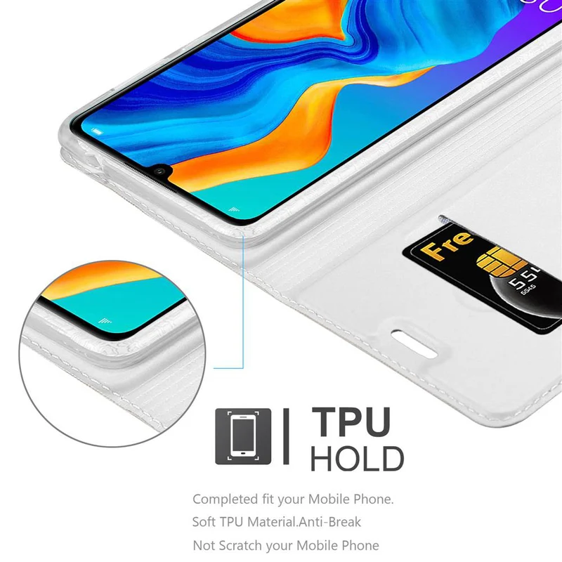 Cadorabo Hülle kompatibel mit Huawei P30 LITE Schutzhülle mit Magnetverschluss, Standfunktion und Kartenfach