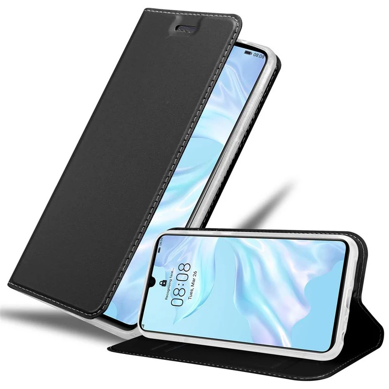 Cadorabo Hülle kompatibel mit Huawei P30 Schutzhülle mit Magnetverschluss, Standfunktion und Kartenfach
