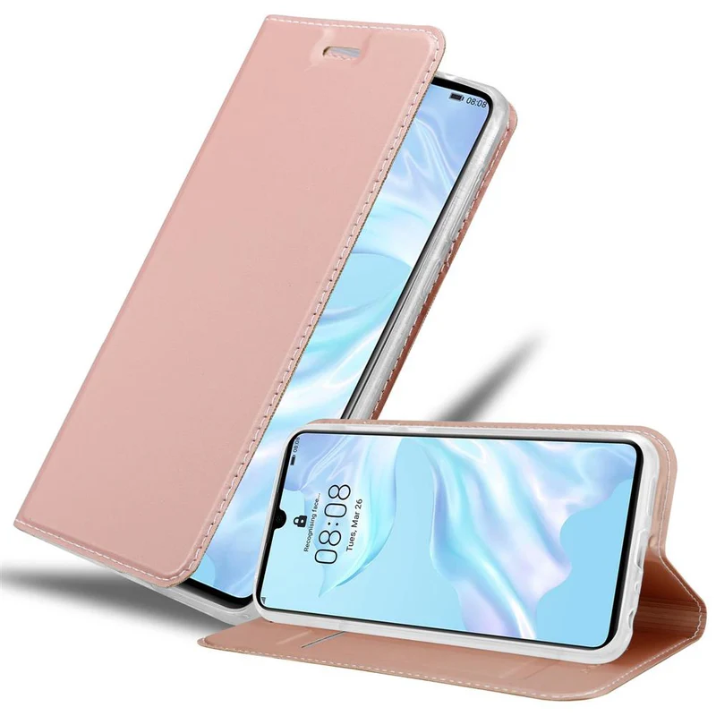 Cadorabo Hülle kompatibel mit Huawei P30 Schutzhülle mit Magnetverschluss, Standfunktion und Kartenfach