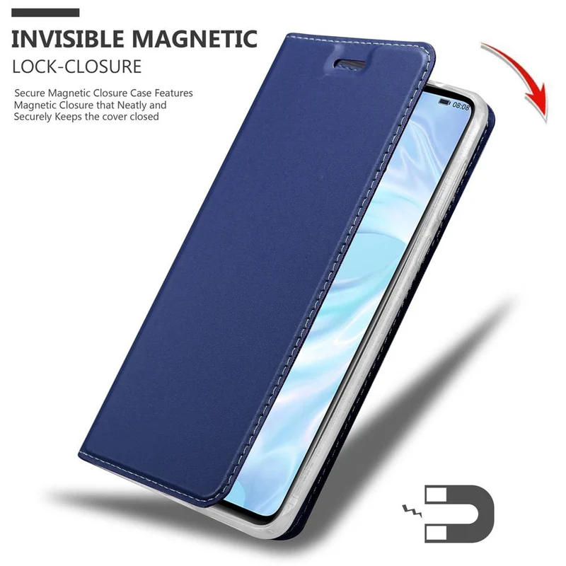 Cadorabo Hülle kompatibel mit Huawei P30 Schutzhülle mit Magnetverschluss, Standfunktion und Kartenfach