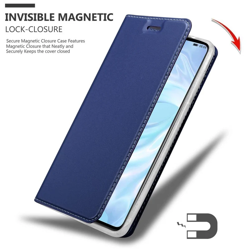 Cadorabo Hülle kompatibel mit Huawei P30 Schutzhülle mit Magnetverschluss, Standfunktion und Kartenfach
