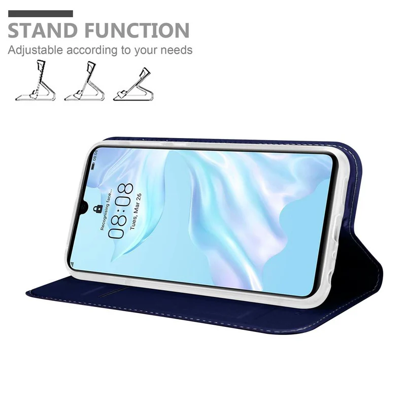 Cadorabo Hülle kompatibel mit Huawei P30 Schutzhülle mit Magnetverschluss, Standfunktion und Kartenfach